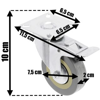 ZESTAW X4 KÓŁEK KOŁA JEZDNE CARGO GRAFITOWE 75 MM