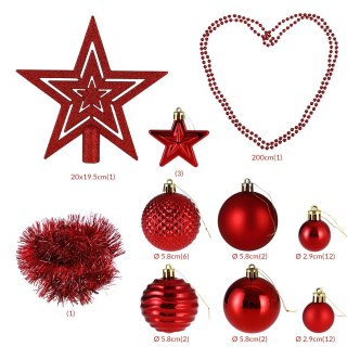 ZESTAW BOMBEK CHOINKOWYCH ESTRELLA CZERWONY 66 SZTUK