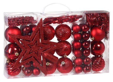 ZESTAW BOMBEK CHOINKOWYCH ESTRELLA CZERWONY 66 SZTUK