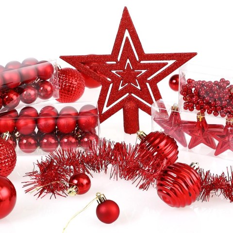 ZESTAW BOMBEK CHOINKOWYCH ESTRELLA CZERWONY 66 SZTUK