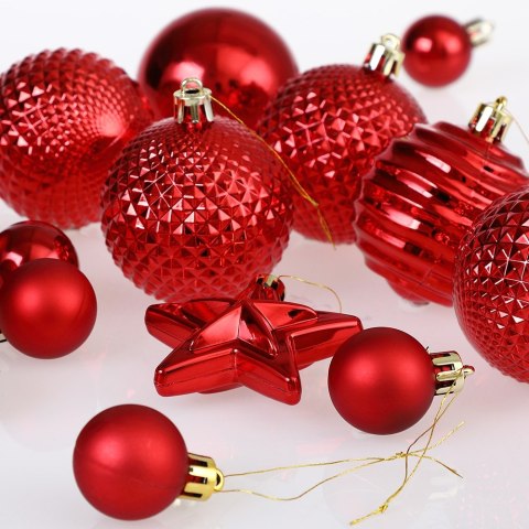 ZESTAW BOMBEK CHOINKOWYCH ESTRELLA CZERWONY 66 SZTUK