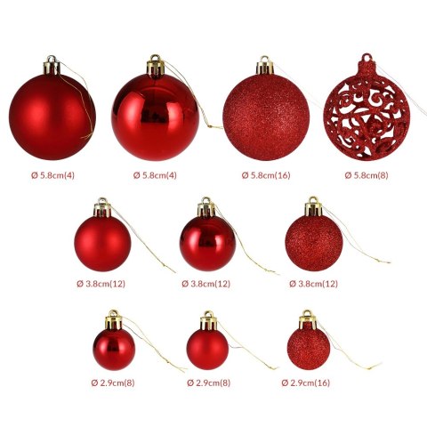 ZESTAW BOMBEK CHOINKOWYCH REGALO CZERWONY 100 SZTUK