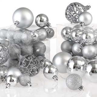 ZESTAW BOMBEK CHOINKOWYCH REGALO SREBRNY 100 SZTUK
