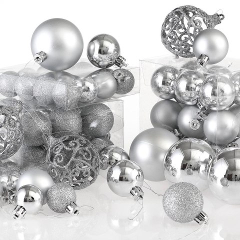 ZESTAW BOMBEK CHOINKOWYCH REGALO SREBRNY 100 SZTUK