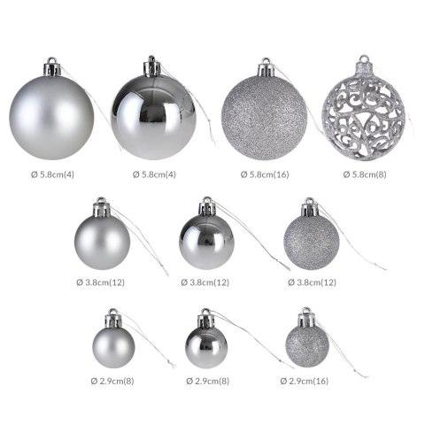 ZESTAW BOMBEK CHOINKOWYCH REGALO SREBRNY 100 SZTUK