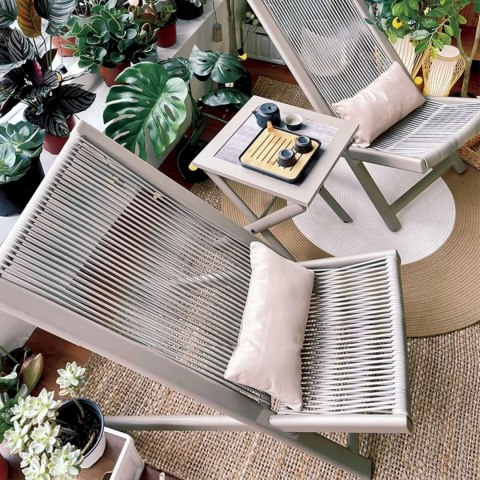 ZESTAW MEBLI TARASOWYCH CHILL SAND LEŻAKI I STOLIK