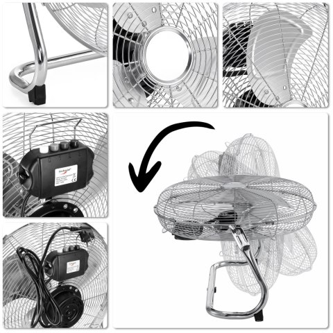 Wiatrak podłogowy stojący wentylator 120W TYBER silver