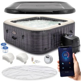 Dmuchane jacuzzi kwadratowe hydromasaż 6 os. 196x71 cm akcesoria premium INTEX 28452