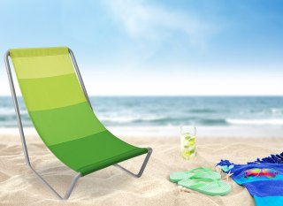 Leżak turystyczny plażowy składany Olek zielone pasy