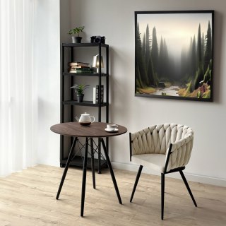 KRZESŁO WELUROWE PLECIONE ASTON VELVET BEŻOWE