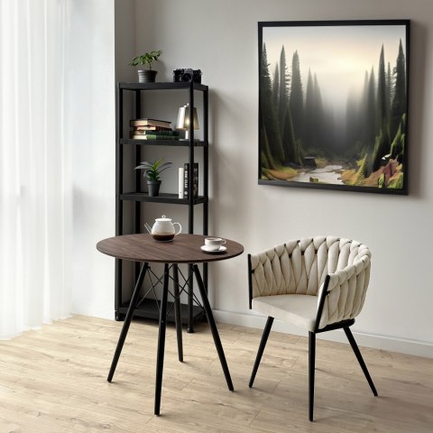 KRZESŁO WELUROWE PLECIONE ASTON VELVET BEŻOWE