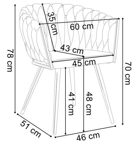 KRZESŁO WELUROWE PLECIONE ASTON VELVET BEŻOWE