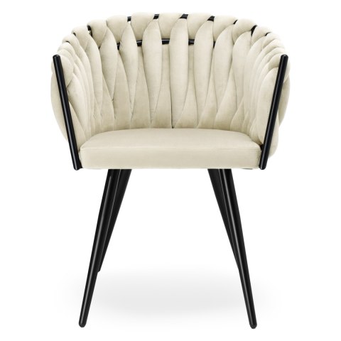 KRZESŁO WELUROWE PLECIONE ASTON VELVET BEŻOWE