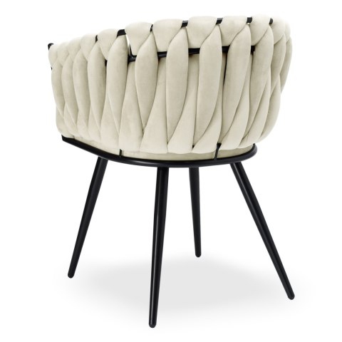 KRZESŁO WELUROWE PLECIONE ASTON VELVET BEŻOWE