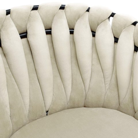 KRZESŁO WELUROWE PLECIONE ASTON VELVET BEŻOWE