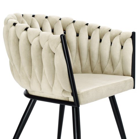 KRZESŁO WELUROWE PLECIONE ASTON VELVET BEŻOWE