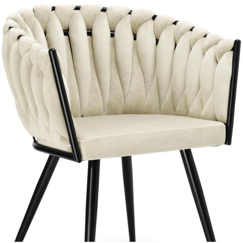 KRZESŁO WELUROWE PLECIONE ASTON VELVET BEŻOWE