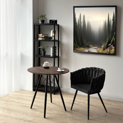 KRZESŁO WELUROWE PLECIONE ASTON VELVET CZARNE