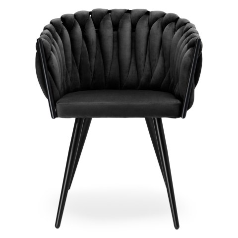 KRZESŁO WELUROWE PLECIONE ASTON VELVET CZARNE