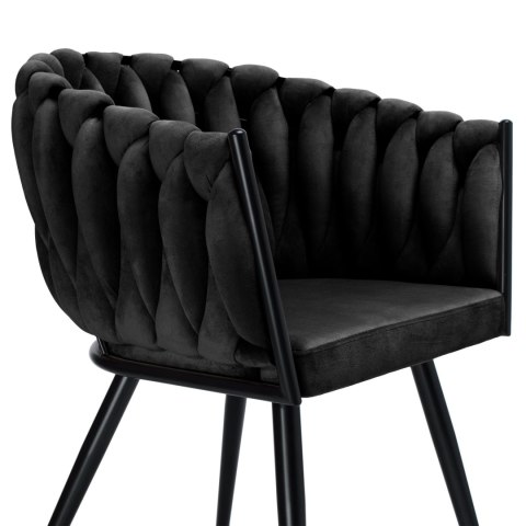 KRZESŁO WELUROWE PLECIONE ASTON VELVET CZARNE