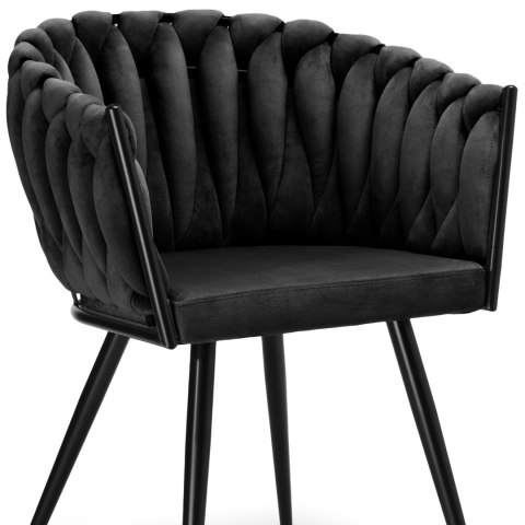 KRZESŁO WELUROWE PLECIONE ASTON VELVET CZARNE