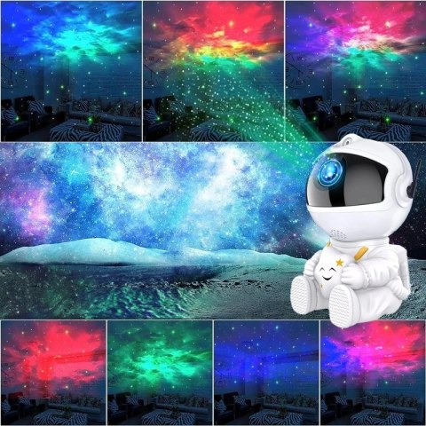 LAMPA NOCNA PROJEKTOR UNIVERSE ASTRONAUTA BIAŁY