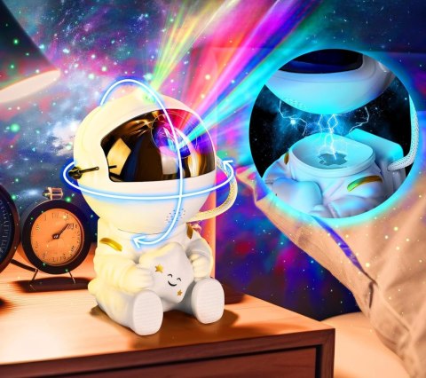 LAMPA NOCNA PROJEKTOR UNIVERSE ASTRONAUTA BIAŁY