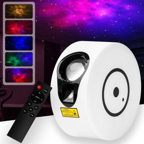 LAMPA NOCNA PROJEKTOR GWIAZD NEBULA BIAŁY