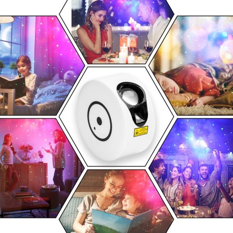 LAMPA NOCNA PROJEKTOR GWIAZD NEBULA BIAŁY