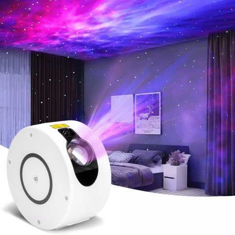 LAMPA NOCNA PROJEKTOR GWIAZD SPIRAL BIAŁY