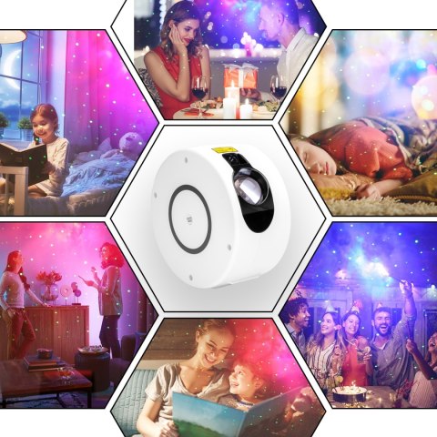 LAMPA NOCNA PROJEKTOR GWIAZD SPIRAL BIAŁY