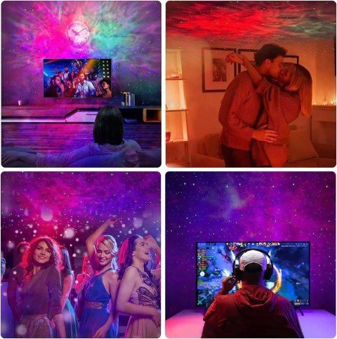 LAMPA NOCNA PROJEKTOR GWIAZD SPIRAL BIAŁY