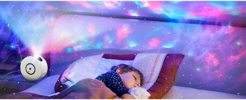 LAMPA NOCNA PROJEKTOR GWIAZD SPIRAL BIAŁY