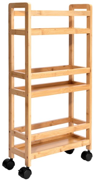 REGAŁ NA KÓŁKACH BAMBUSOWY INAKI 3 POZIOMY NATURAL