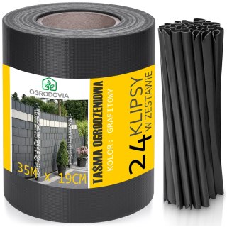 TAŚMA OGRODZENIOWA 19CM X 35M GRAFITOWA OSŁONA