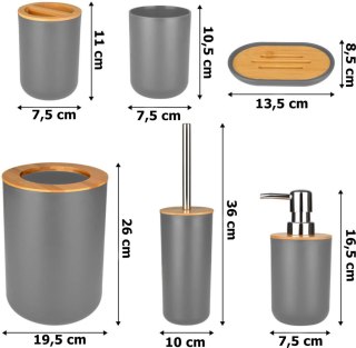 ZESTAW AKCESORIÓW ŁAZIENKOWYCH TIMOR SZARY