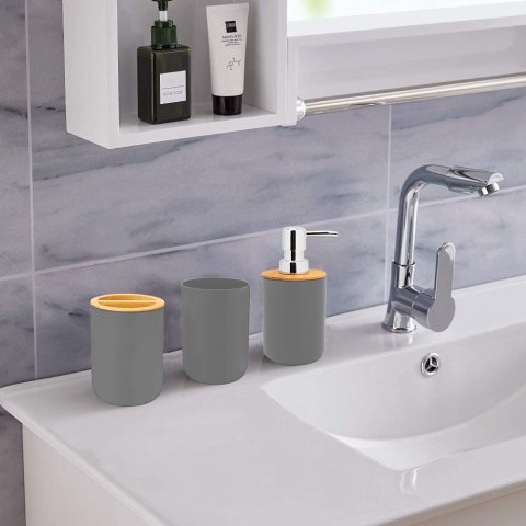 ZESTAW AKCESORIÓW ŁAZIENKOWYCH TIMOR SZARY