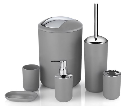 ZESTAW ŁAZIENKOWY FLORES 6 ELEMENTÓW SZARY