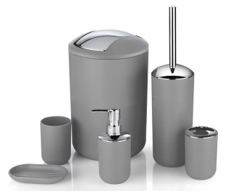 ZESTAW ŁAZIENKOWY FLORES 6 ELEMENTÓW SZARY