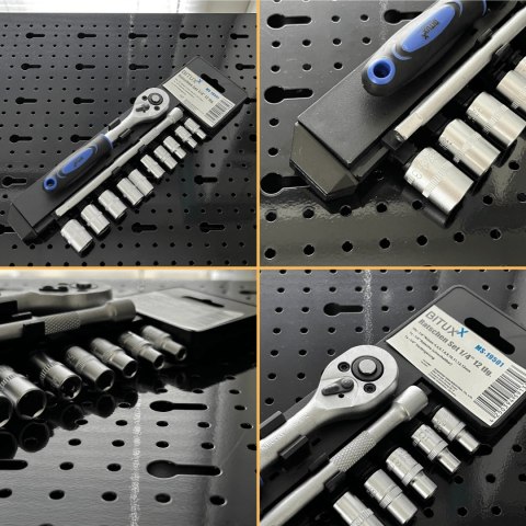 Zestaw kluczy nasadowych 12w1 grzechotka 1/4 nasadki 4-13 mm przedłużka Zestaw kluczy nasadowych 12w1 grzechotka 1/4 nasadki 4-13 mm przedłużka