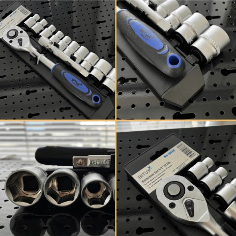 Zestaw narzędzi 12w1 grzechotka 1/2 nasadki 10-24 mm przedłużka 125 mm Zestaw narzędzi 12w1 grzechotka 1/2 nasadki 10-24 mm przedłużka 125 mm
