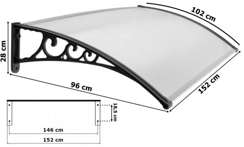 Daszek plastikowy Miko 100x150cm czarny