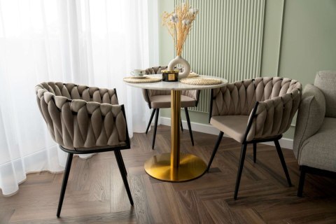 Krzesło welurowe plecione ASTON VELVET taupe