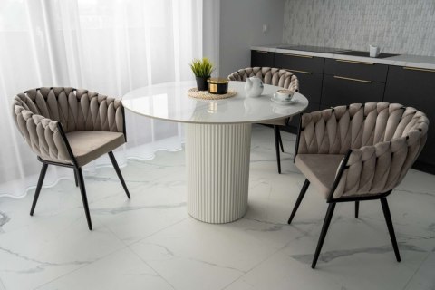 Krzesło welurowe plecione ASTON VELVET taupe