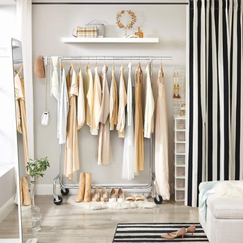 Wieszak mobilny na kółkach HARUN chromowany