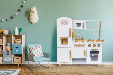 Kuchnia dla dzieci drewniana duża biało-złota ECOTOYS