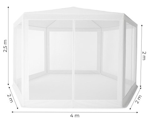 Namiot pawilon ogrodowy handlowy 2x2x2 m z moskitierą biały MultiGarden