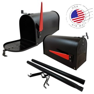 Skrzynka pocztowa usa postmail czarna stalowa amerykańska z flaga listy