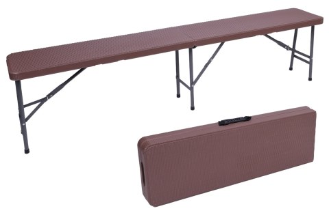 Zestaw cateringowy Rattan brąz stół 180 cm+ 2 ławki